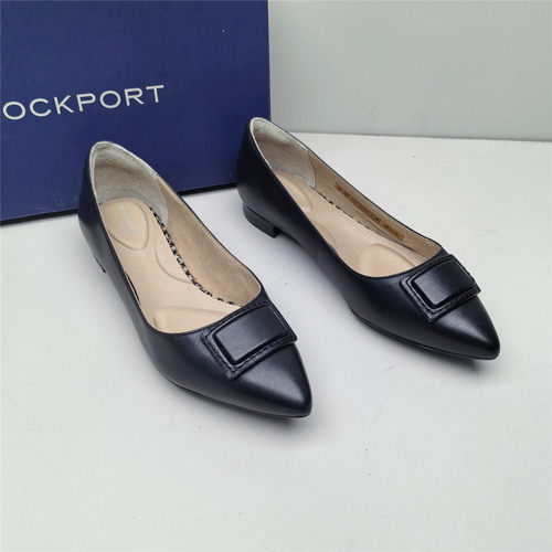 Rockport乐步正品撤柜时尚百搭通勤风断码方扣浅口牛皮气垫女单鞋