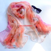 加大女春秋冬天季 出游拍照丝巾 真丝围巾百搭披肩杭州丝绸保暖长款