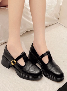 玛丽珍单鞋女小个子春季小皮鞋高跟鞋2026新款小码女鞋313233粗跟