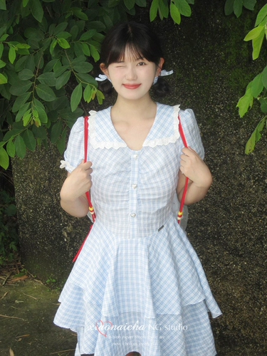 Синяя цветная кукла, летнее платье, ретро юбка, дизайнерская мини-юбка, подходит для подростков, тренд сезона