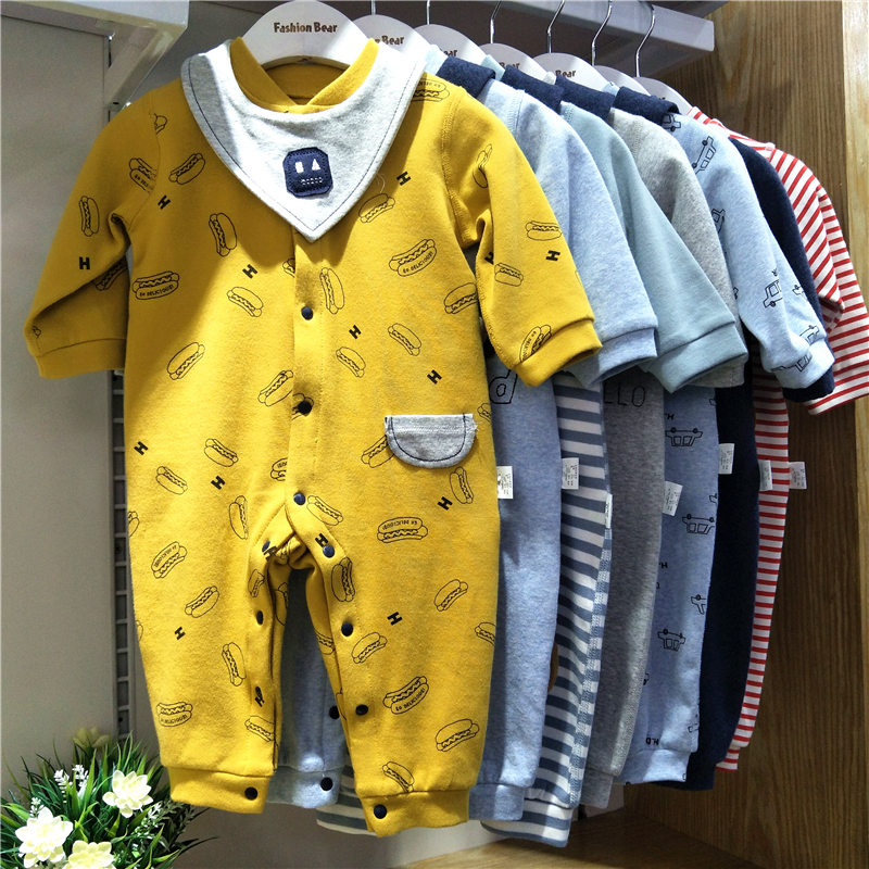 特价清货专柜春秋婴儿哈衣爬爬