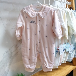 花草记25新款 秋冬婴儿连体衣薄棉纯棉宝宝爬服男女加棉睡衣棉服袄