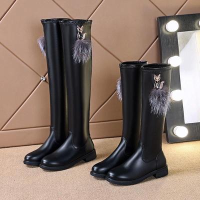 冬季2025年新款长筒靴真皮粗跟