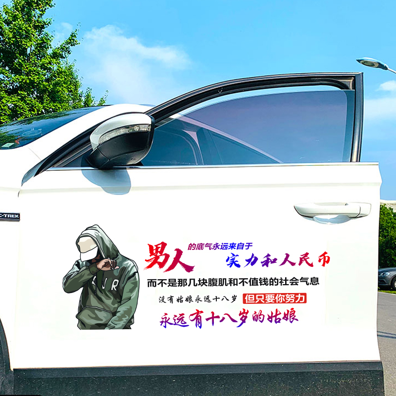 男人的底气永远来自于实力和人民币 励志经典抖音文字汽车贴纸