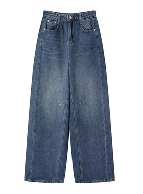 MM麦家2025秋冬新款时尚百搭高腰显瘦阔腿牛仔裤女4GA154121Q