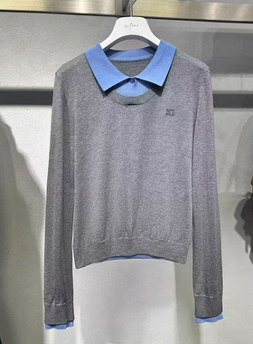 伊家商场同款2025秋冬新款假两件套头翻领针织衫女1G8132131G-H