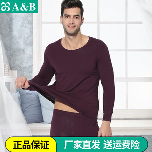 保暖内衣套装 AB内衣 男士 圆领纯色青年薄款 N908 棉莫代尔弹力修身