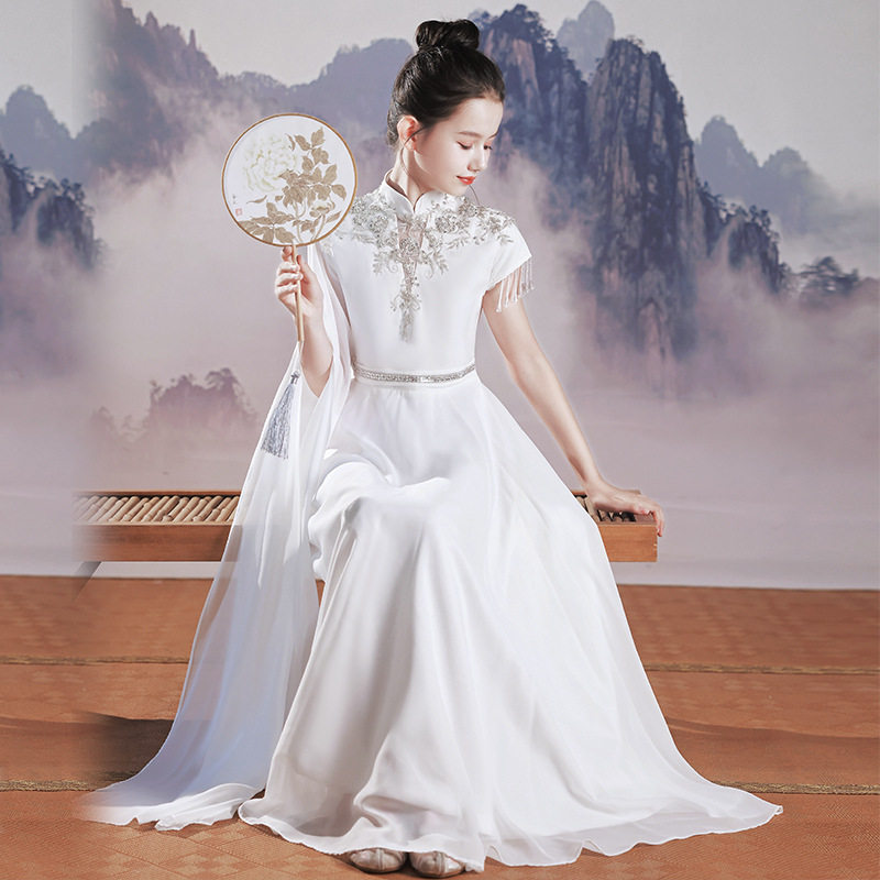 中国风儿童主持古筝演出服女童
