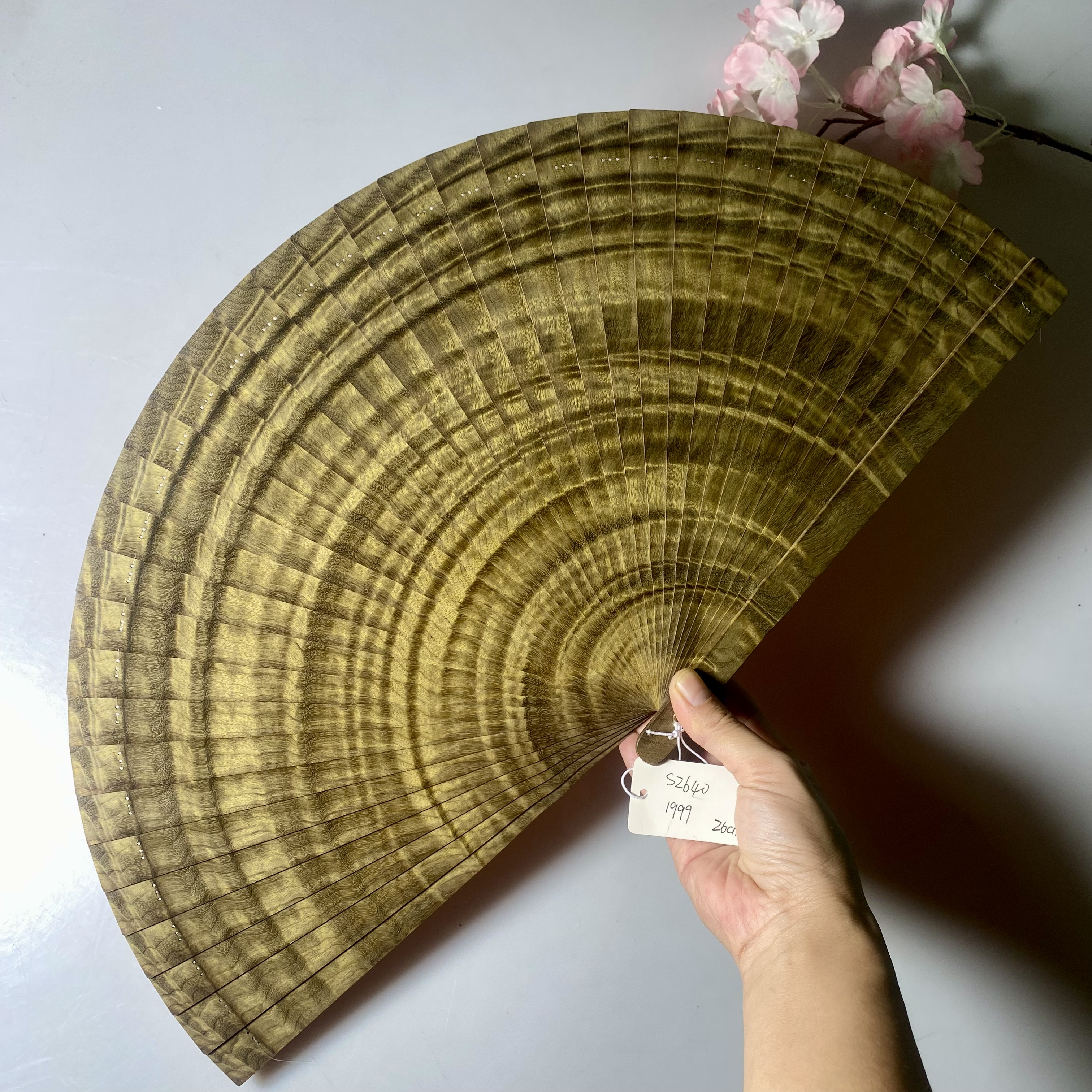 金丝楠木苏扇阴沉木26厘米工艺扇实木折扇摆件中式大尺寸30cm扇子
