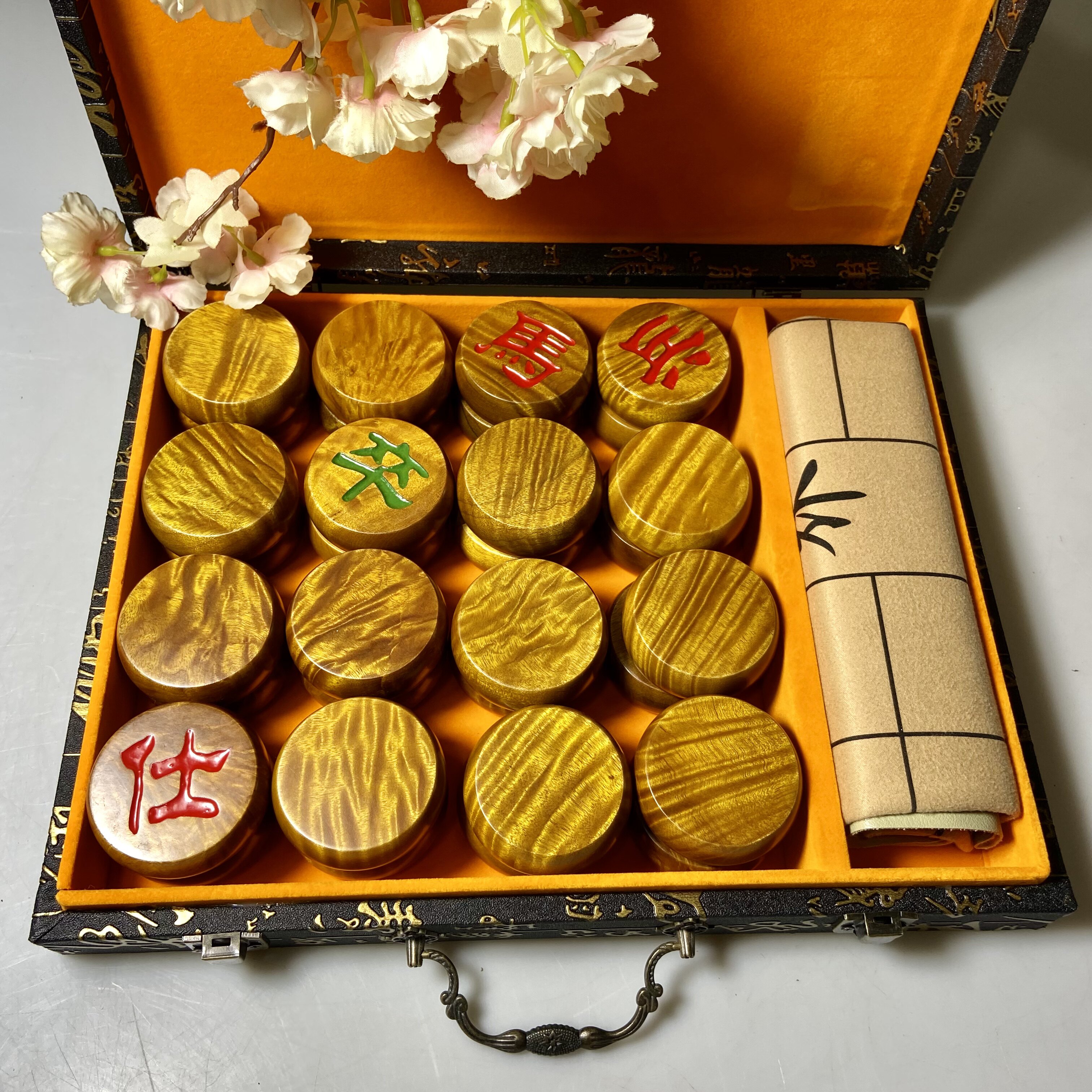 金丝楠木象棋实木棋子小叶桢楠棋