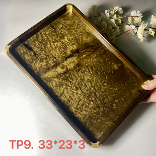金丝楠木托盘复古风中式实木单层文承盘乌木工艺品收纳阴沉木茶盘