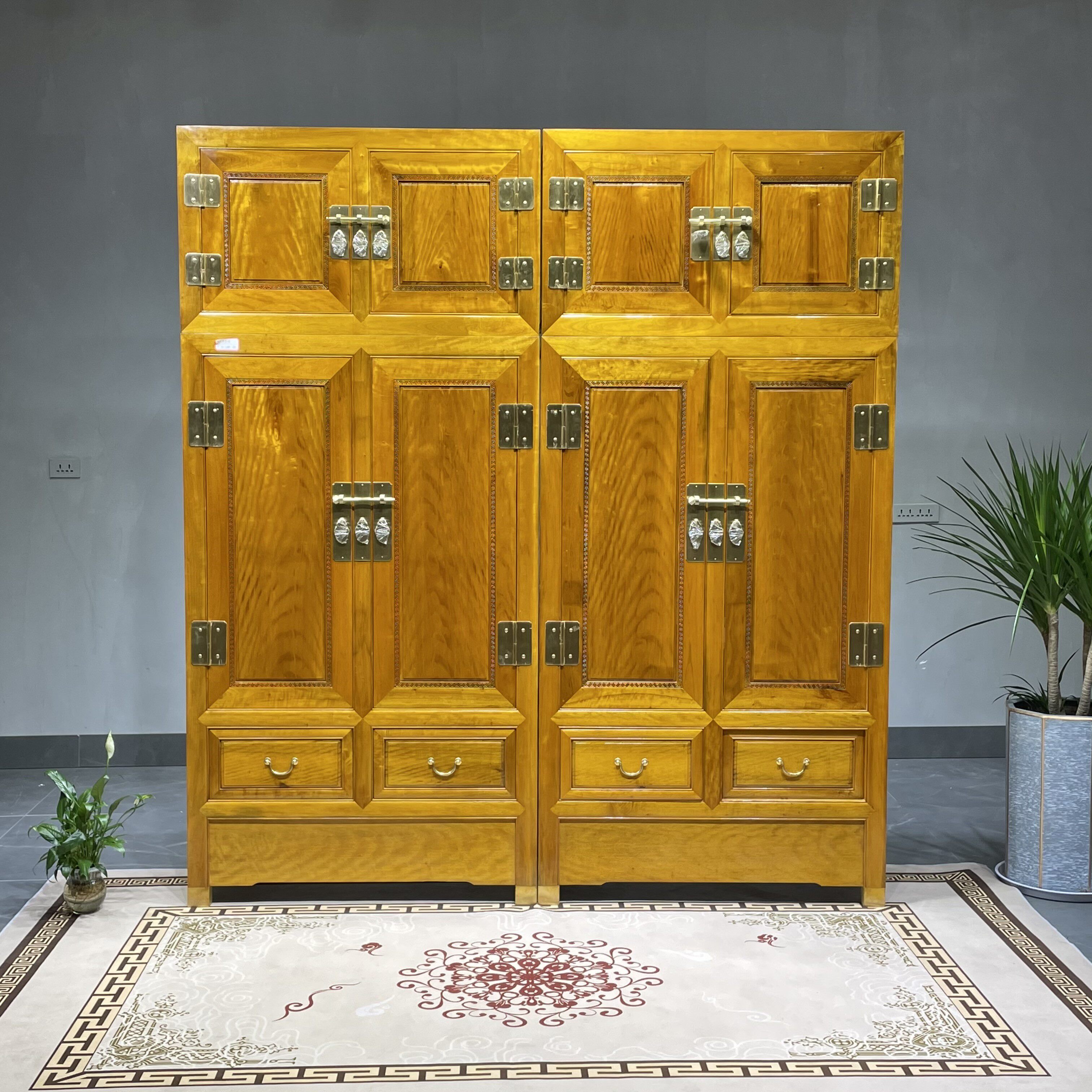 正品四川金丝楠木衣柜小叶桢楠顶箱柜实木储物柜中式轻奢卧室家具