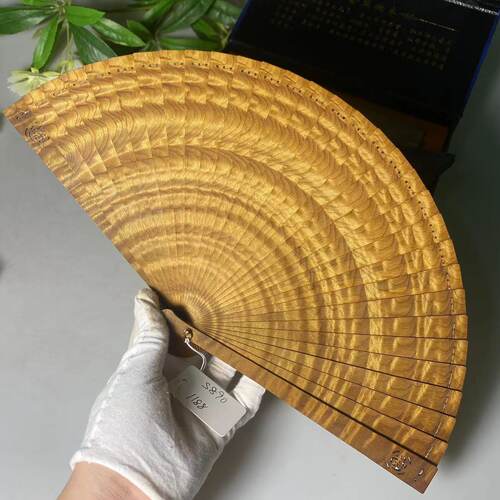 金丝楠木扇子简约新中式水波纹折