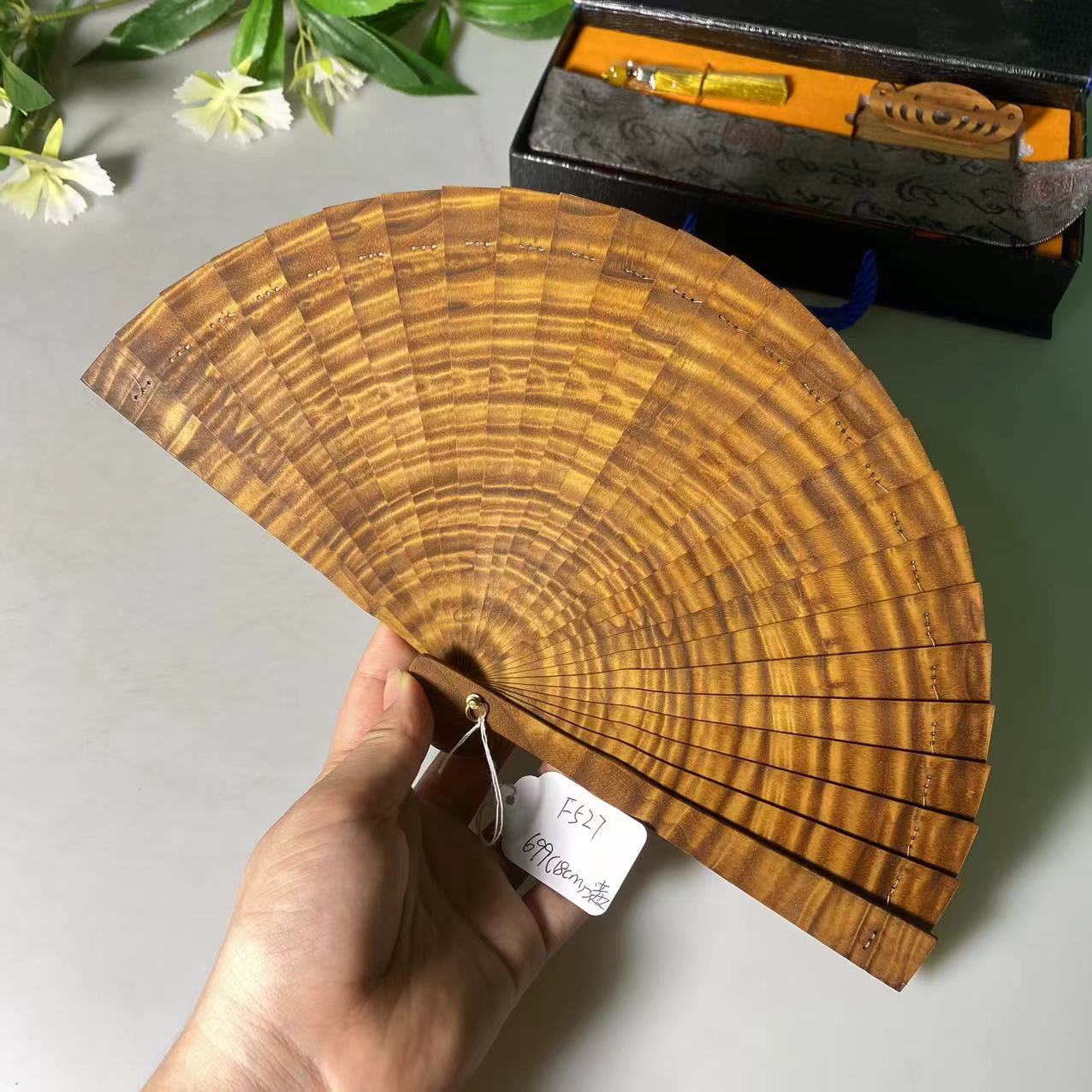 金丝楠木折扇简约木质中国风工艺