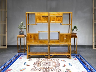 金丝楠木博古架实木多宝阁中式简约玄关隔断架小叶桢楠置物展示架