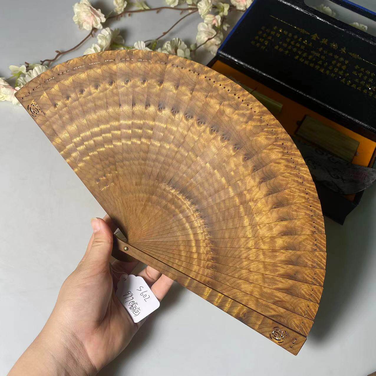 金丝楠木扇子新中式苏扇摆件汉服