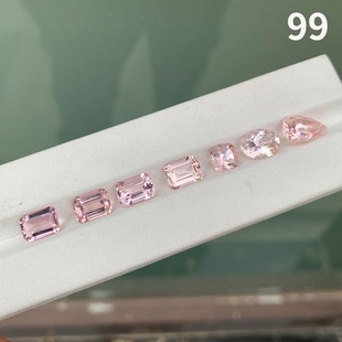 天然摩根石裸石 粉色宝石戒面 方形圆形水滴可定制戒指吊坠