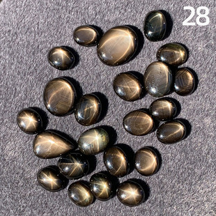 天然星光蓝宝石 铺黄铜皮星光裸石戒面椭圆星线好5克拉大颗粒