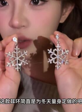 秋冬爆款设计感闪锆雪花耳钉耳环女个性时尚气质百搭超仙甜美耳饰