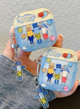 可爱比奇堡居民小丑鱼适用AirPods1/2保护套AirPods4代苹果IMD耳机套无线蓝牙耳机壳airpodspro3防摔新三代