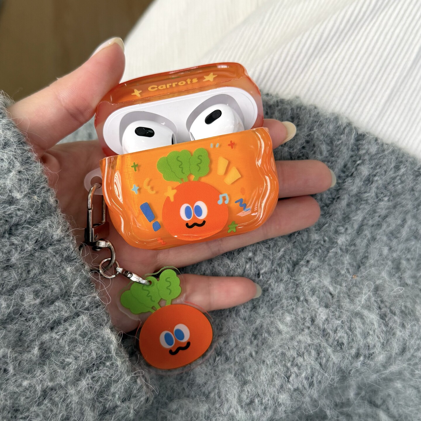 创意卡通惊讶胡萝卜适用airpodspro3保护套新4代airpods3耳机壳二代苹果airpodspro2耳机保护套airpods4个性