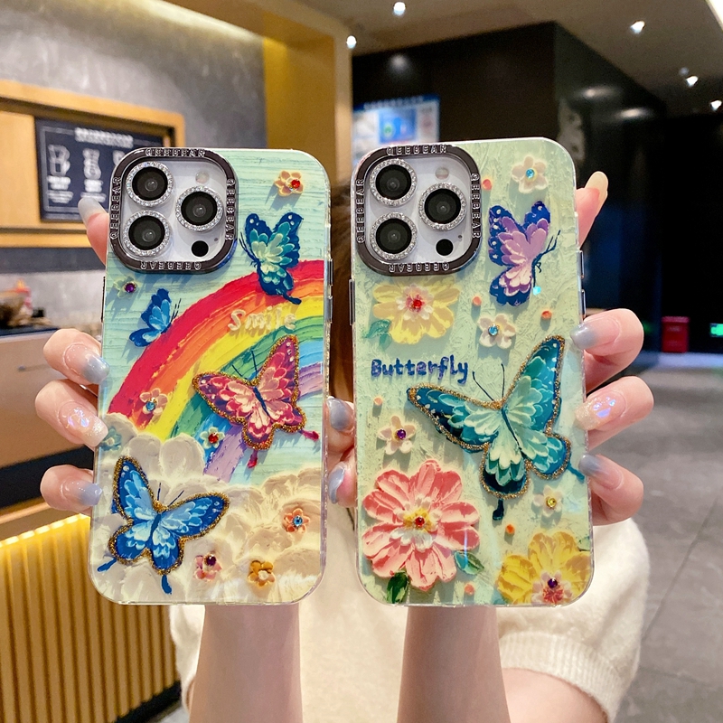 彩虹蝴蝶花海适用iphone14手机壳