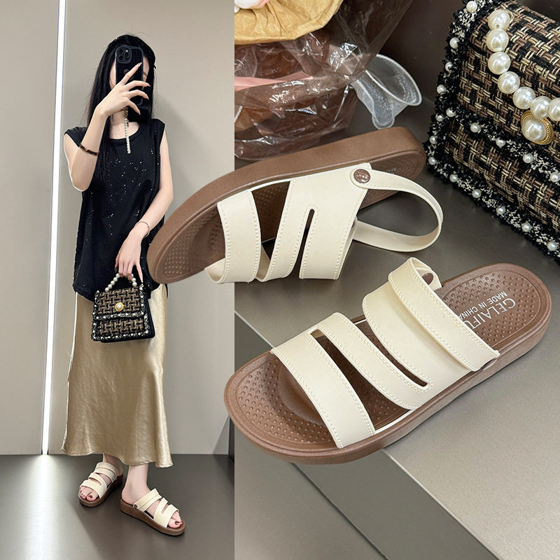 凉鞋女款2026新款夏季外穿配裙子沙滩鞋两用穿软底罗马凉拖一字拖