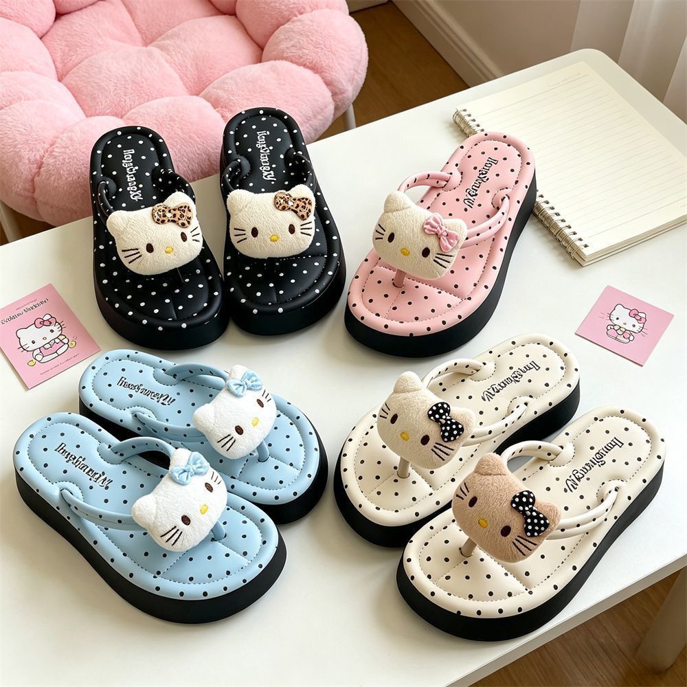 人字拖女生夏季新款网红外穿拖鞋卡通可爱猫女拖鞋厚底沙滩凉拖鞋