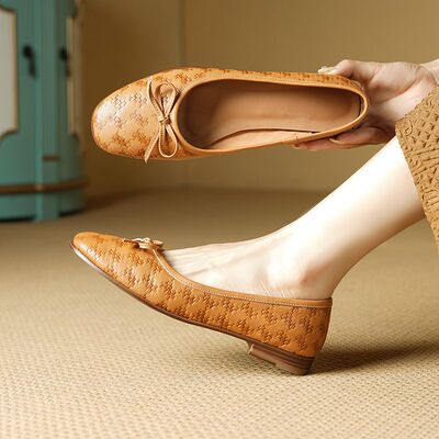 软皮芭蕾舞平底鞋豆豆鞋复古软底