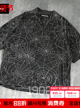 7折 NEIGHBORHOOD 23SS SPIDERWEB HAWAIIAN蜘蛛网夏威夷短袖衬衫
