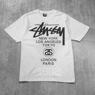 折扣 Stussy Tee 世界巡游系列 涂鸦字印花圆领 短袖T恤