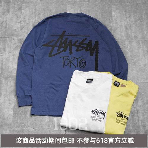 现货Stussy城市限定长袖t恤