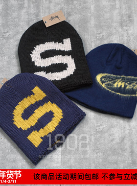 现货 STUSSY 25FW KNIT SKULLCAP BURLY S大Logo 粗线针织帽 冷帽
