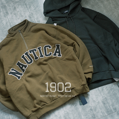 NAUTICAJAPAN纯色重磅帽衫