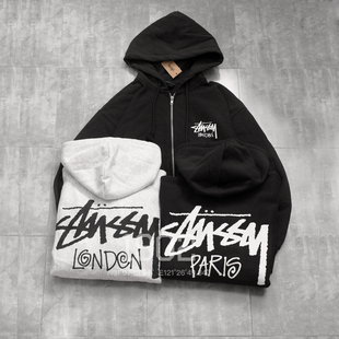 STUSSY 拉链卫衣加绒帽衫 HOODED 巴黎伦敦东京 城市限定 现货