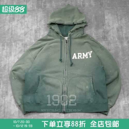 现货BOWWOW25AW水洗做旧帽衫