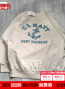 现货 BOW WOW 24AW USN SEEBEES SWEAT 日产水洗做旧圆领卫衣