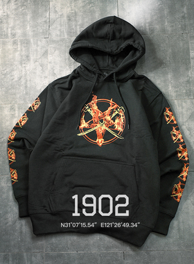 特价打折 PALACE FLAMED HOODED 三角火焰 加绒连帽卫衣 帽衫
