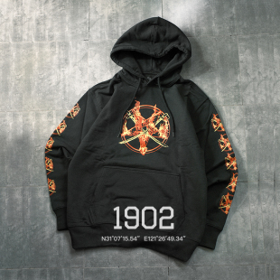 特价打折 PALACE FLAMED HOODED 三角火焰 加绒连帽卫衣 帽衫