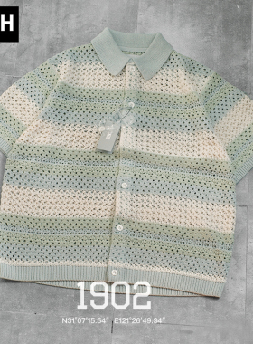 现货 Kith 24SS Thompson Crochet Buttondown 镂空针织短袖衬衫