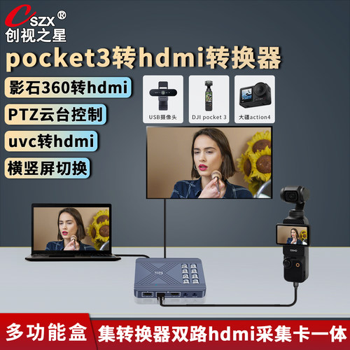 pocket3转hdmi横竖屏action4/5
