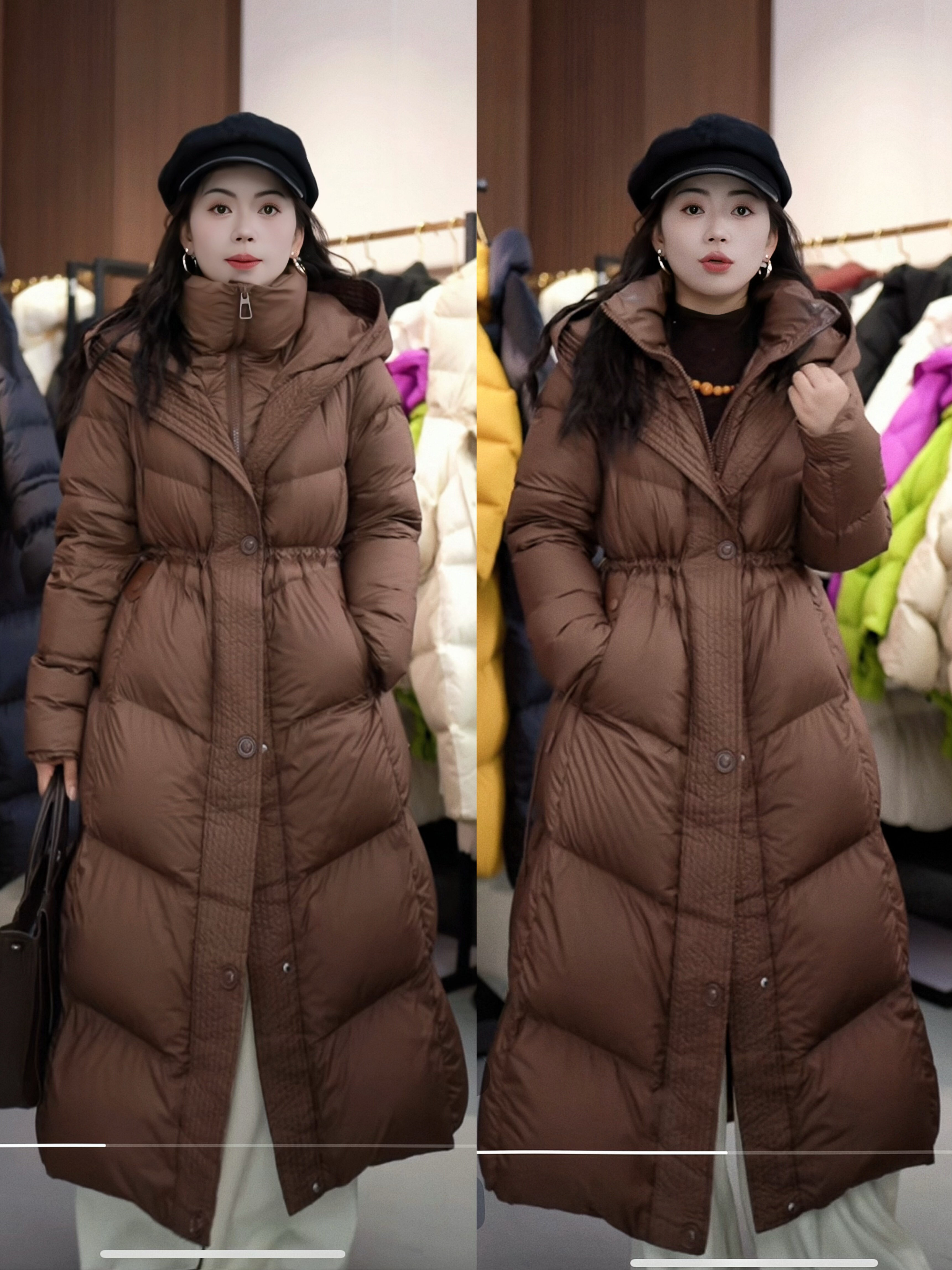 【10/22】加长加厚修身拼皮假两件大牌显瘦鹅绒服