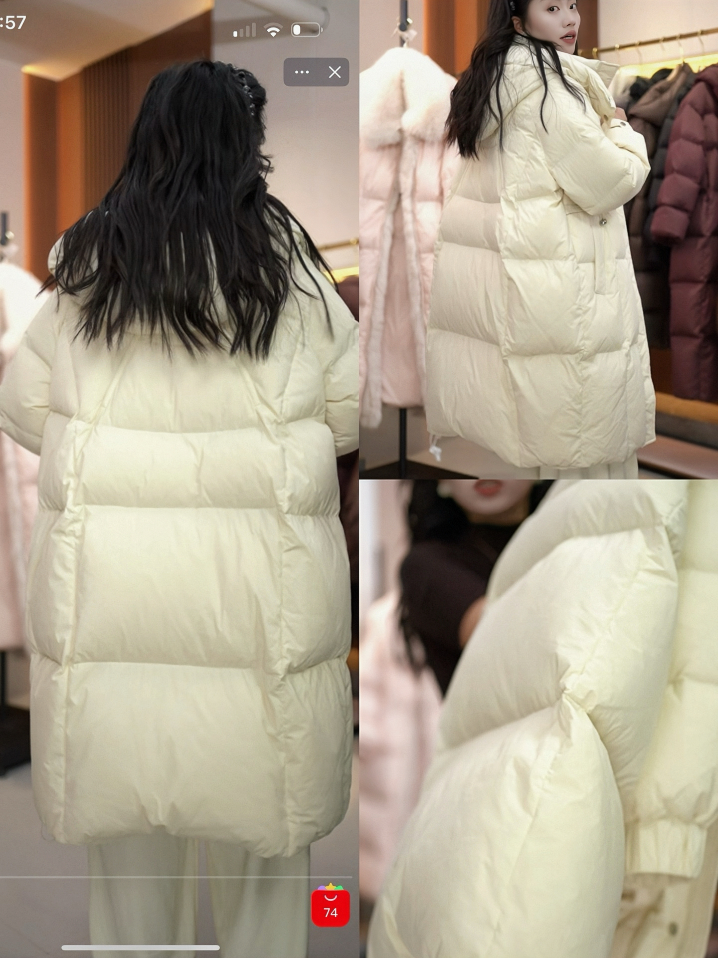 国风四色90白鸭绒红色中长款A版显瘦羽绒服女加厚