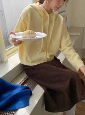 新款连帽针织衫开衫毛衣