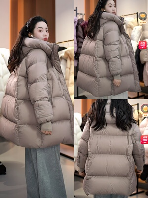 面料加厚三星鹅绒巨厚压胶中长款90白鹅绒羽绒服 Ji寒一件过冬