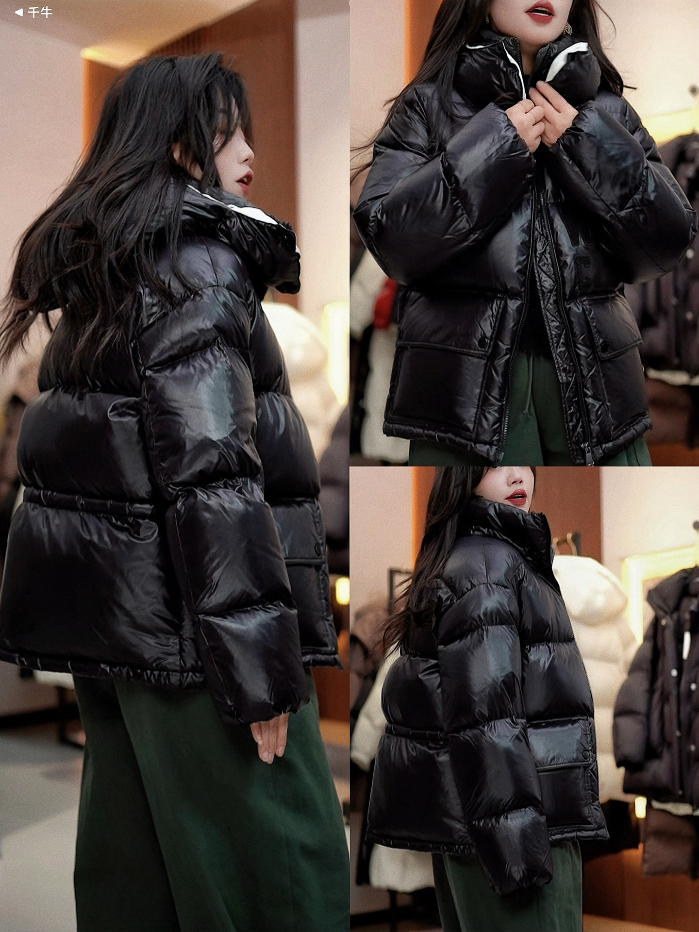 巨厚鹅绒高克重黑色小被子时尚短款羽绒服女新款2025宽松2-26