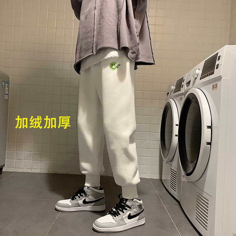 爆主推！加绒运动裤 笑脸绣花卫裤男女中性裤NB403常规P55加绒P60图片