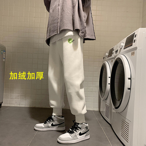 爆主推！加绒运动裤笑脸绣花卫裤男女中性裤NB403常规P55加绒P60