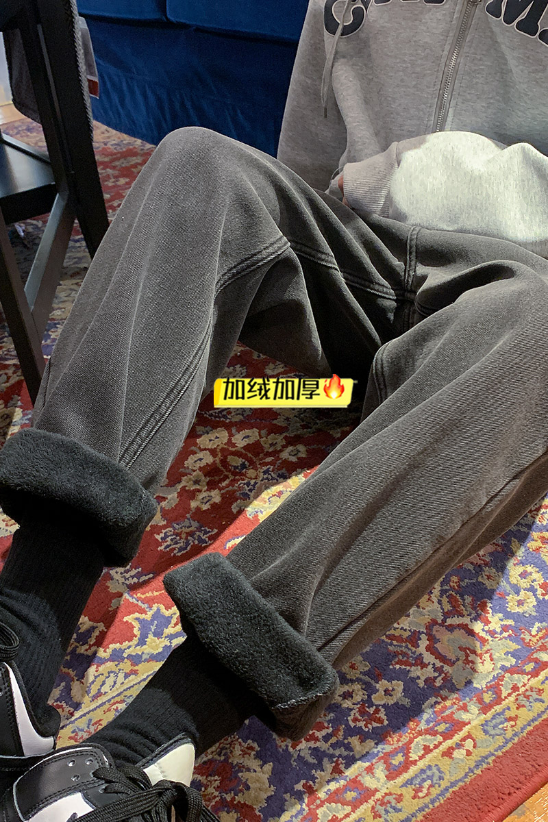 现货主推加绒加厚牛仔裤！男女中性宽松直筒裤NB693,男装牛仔裤,电商C303