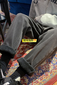 现货主推加绒加厚牛仔裤！男女中性宽松直筒裤NB693图片